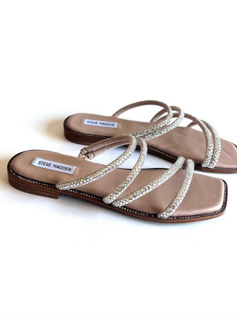 Steve Madden Textile Glass Upper  Sandals Flip Flops size 10.